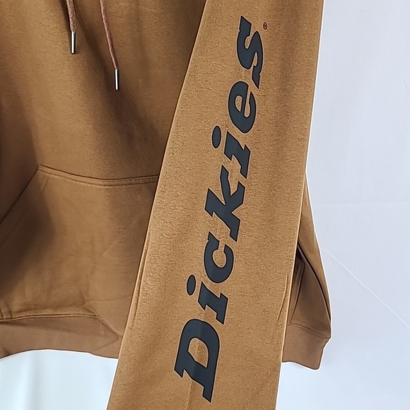 Dickies Men's Brown Hoodie Water Repellent Sleeve Logo Sweatshirt Sz L NWT - Picture 4 of 6